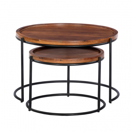 Măsuțe de cafea Cellini din lemn și metal, design modern natural pentru living [3]