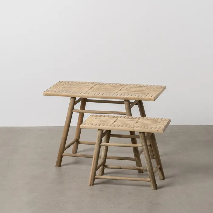 Masute Laterale - Set masute bambus dormitor|Mobilier natural și eco-friendly