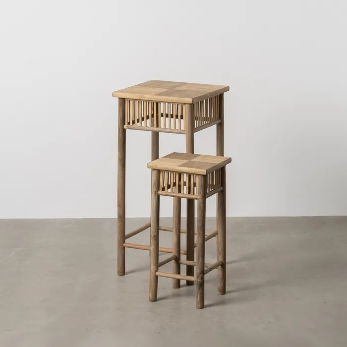 Masute Laterale - Set masute bambus modern|Mobilier dormitor eco-friendly