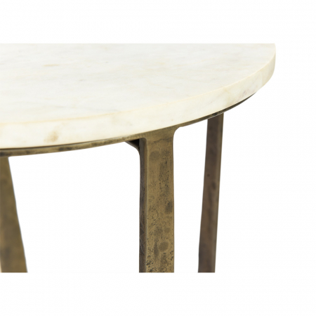Măsuțe laterale Blanche, set elegant din marmură albă și cadru metalic antichizat, design rafinat pentru living [1]