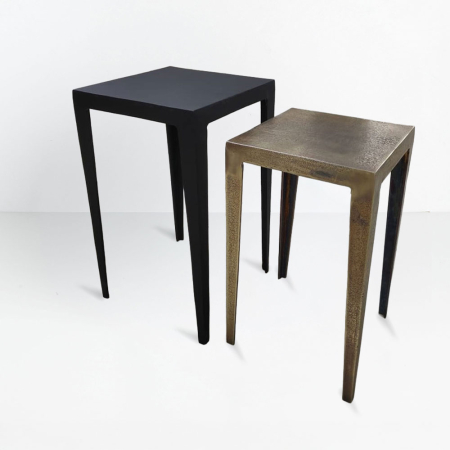 Mobilier - Set de 2 măsuțe laterale pătrate din aluminiu negru și auriu