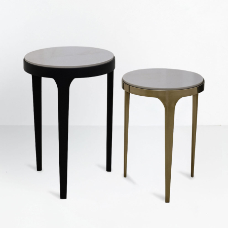 Mobilier - Set de 2 măsuțe laterale rotunde cu blat din marmură albă