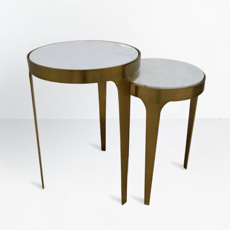 Mobilier - Set de 2 măsuțe laterale rotunde cu blat din marmură albă