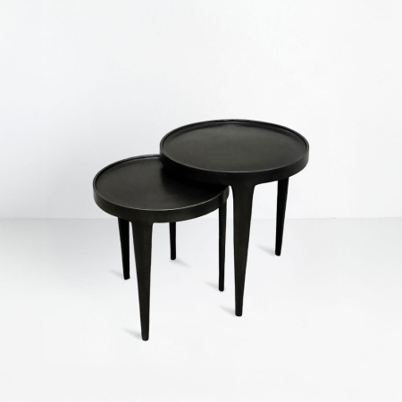 Mobilier - Set de 2 măsuțe laterale rotunde din aluminiu turnat negru