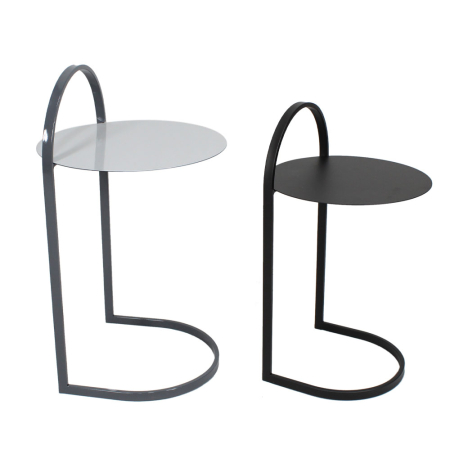 Stil de design - Set de 2 măsuțe laterale rotunde din metal gri și negru