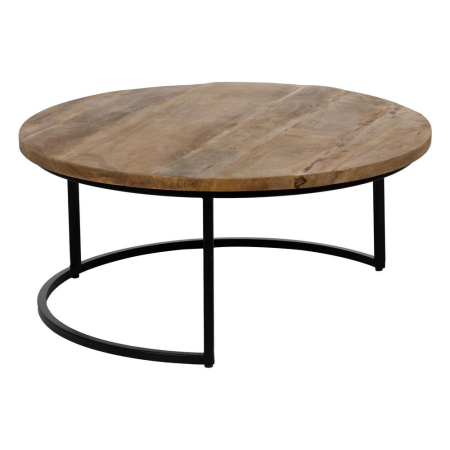 Pereche mese cafea rotunde lemn mango metal negru Ixia [3]