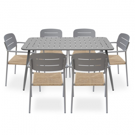 Set de 2 mese Pankow Limo în grădină cu mobilier scandinav și perne crem [4]