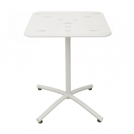 Set de 2 mese compacte din aluminiu cu picior central și blat perforat pentru drenaj – perfecte pentru terase, cafenele sau balcoane înguste