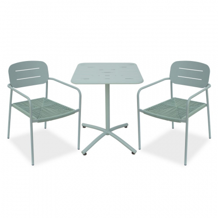 Set de 2 Mese Pankow Square Mint 60 x 60 cm – aluminiu, blat perforat, exterior, pastel [1]