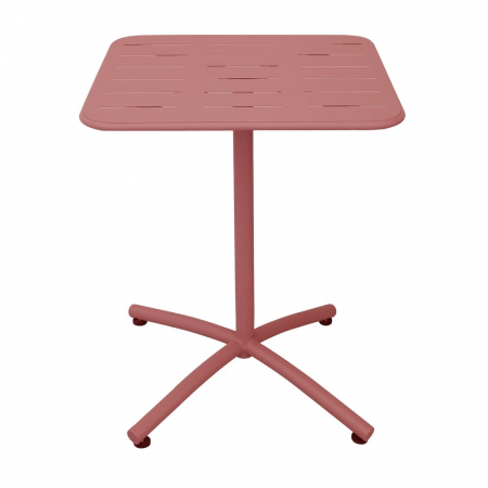 Mobilier Gradina - Set de 2 mese pătrate paprika din aluminiu tratat cu picior central stabil și design mediteranean – perfecte pentru terase urbane, bistrouri și spații horeca compacte