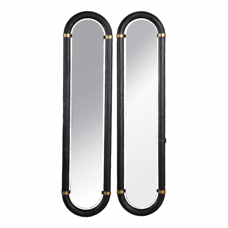 Oglinzi - Set 2 oglinzi Colombo negru auriu, design minimalist din lemn, ideal pentru spații moderne