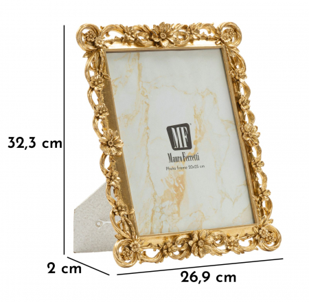 Ramă foto aurie cu motive florale clasice – imagine principală – Classic [5]