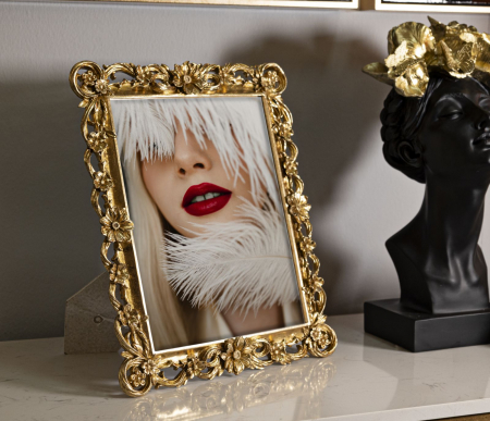 Ramă foto aurie cu motive florale clasice – imagine principală – Classic [4]