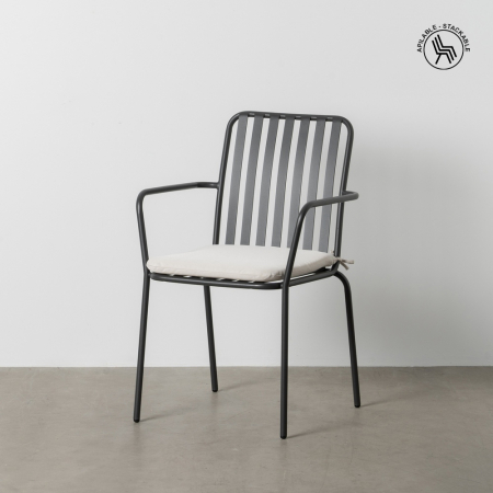 Scaune Stivuibile - Set scaune antracit otel cu brate|Scaune moderne pentru confort exterior