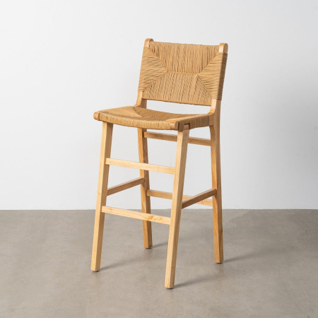 Scaune de bar - Scaune bar lemn natural cu împletitură din sfoară de hârtie – set 2