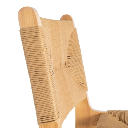 Scaune bar lemn natural cu șezut și spătar împletite – set 2 [6]