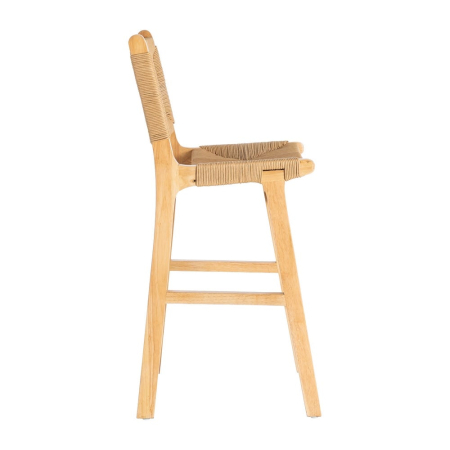 Scaune bar lemn natural cu șezut și spătar împletite – set 2 [3]