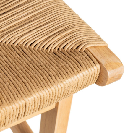 Scaune bar lemn natural cu șezut și spătar împletite – set 2 [9]