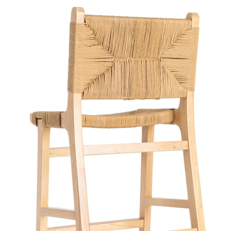 Scaune bar lemn natural cu șezut și spătar împletite – set 2 [5]