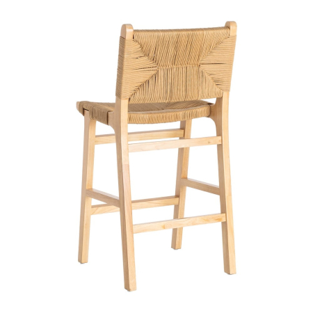 Scaune bar lemn natural cu șezut și spătar împletite – set 2 [4]