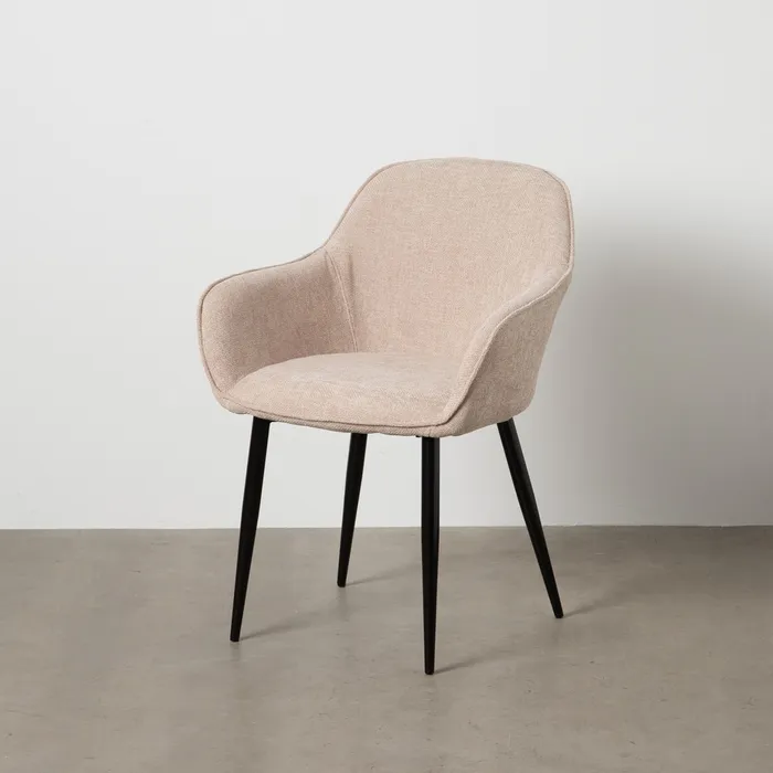 Scaune - Scaune bej tapițate cu brațe – set 2 bucăți, design curbat horeca