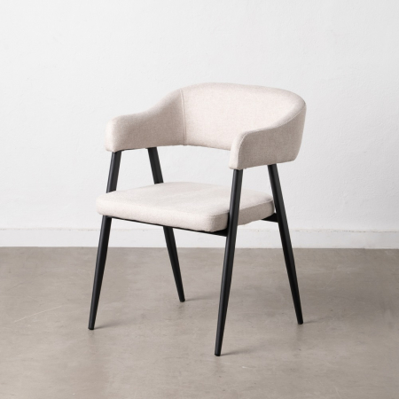 Scaune - Set scaune crem stofa si metal|Scaune elegante pentru interioare rafinate