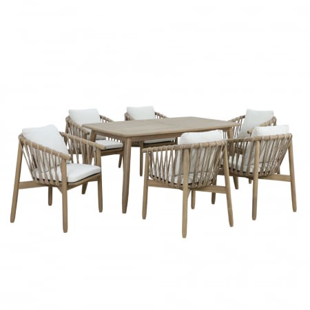 Set 2 scaune natural alb Corda cu pernă, lemn de acacia și frânghii [2]