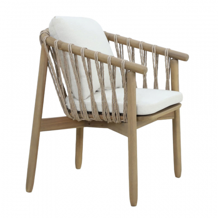 Set 2 scaune natural alb Corda cu pernă, lemn de acacia și frânghii [4]