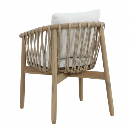 Set 2 scaune natural alb Corda cu pernă, lemn de acacia și frânghii [8]