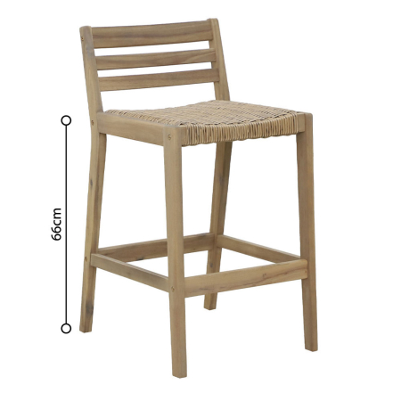 Mobilier - Set de 2 scaune de bar din lemn de acacia bej cu șezut împletit