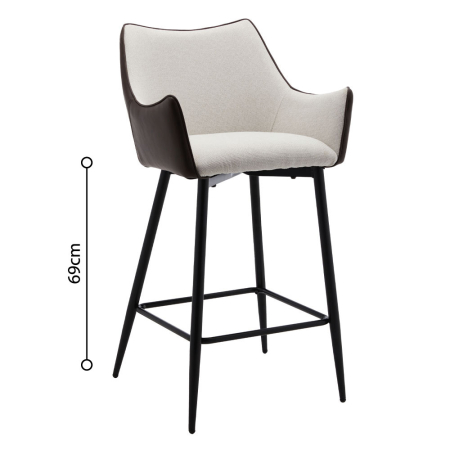 Mobilier - Set de 2 scaune de bar din stofă crem cu exterior din piele ecologică