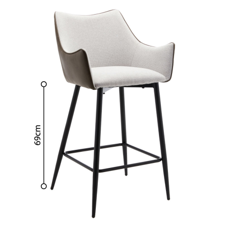 Mobilier - Set de 2 scaune de bar gri deschis cu exterior din piele ecologică