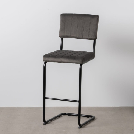 Scaun bar gri cu design industrial și cadru metalic negru