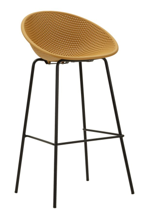 Mobilier - Set 2 scaune de bar plastic mustar metal negru 50x50x98 cm