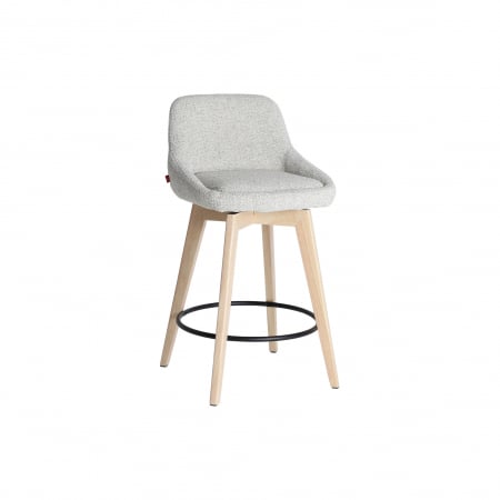 Scaune de bar - Set 2 scaune de bar rotative din lemn și textil bej – stil nordic cu accente calde
