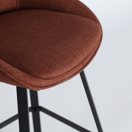 Set 2 scaune de bar rotative din oțel și textil roșu închis – stil industrial modern [3]
