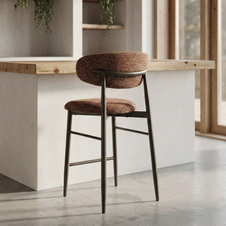 Scaune - Set de scaune de bar tapițate cu structură metalică