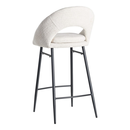 Set de 2 scaune de bar tapițate din stofă crem cu șezut ergonomic și cadru metalic stil minimalist [6]