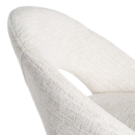 Set de 2 scaune de bar tapițate din stofă crem cu șezut ergonomic și cadru metalic stil minimalist [9]