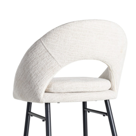 Set de 2 scaune de bar tapițate din stofă crem cu șezut ergonomic și cadru metalic stil minimalist [7]