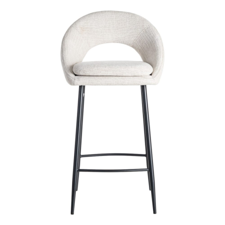 Set de 2 scaune de bar tapițate din stofă crem cu șezut ergonomic și cadru metalic stil minimalist [4]