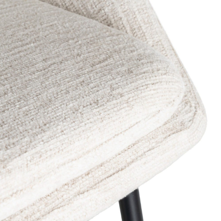 Set de 2 scaune de bar tapițate din stofă crem cu șezut ergonomic și cadru metalic stil minimalist [11]