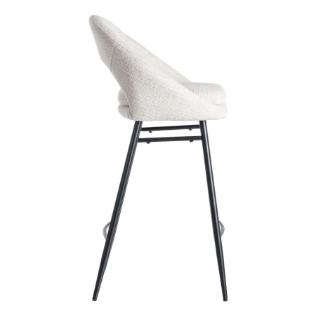 Set de 2 scaune de bar tapițate din stofă crem cu șezut ergonomic și cadru metalic stil minimalist [5]