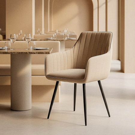 Scaune - Set 2 scaune dining bej HoReCa stofă metal EN16139