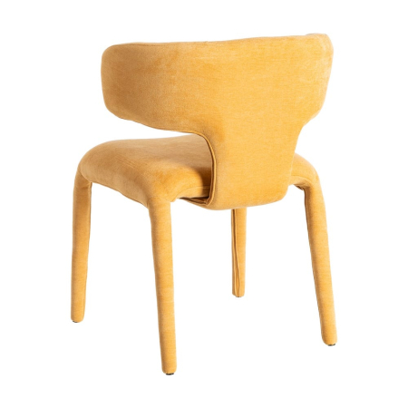 Scaune dining stofă galben muștar cu spătar rotunjit – set 2 [4]