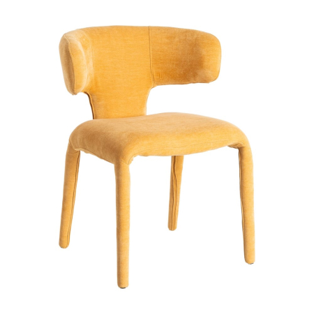 Scaune dining stofă galben muștar cu spătar rotunjit – set 2 [1]