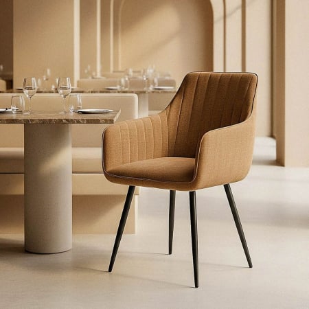 Scaune - Set 2 scaune dining maro HoReCa stofă metal EN16139