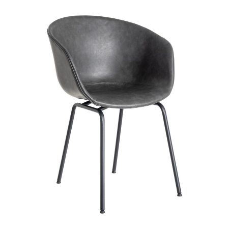 Set 2 scaune dining gri antracit piele ecologică cu brațe [1]