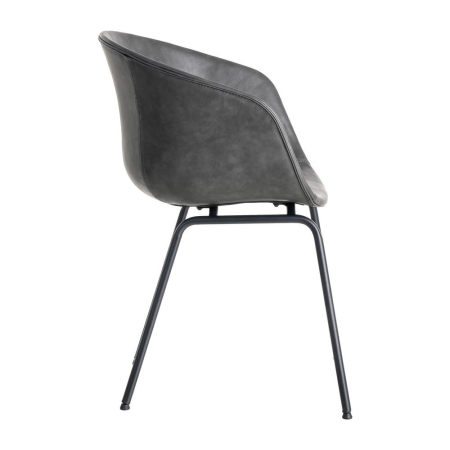 Set 2 scaune dining gri antracit piele ecologică cu brațe [3]