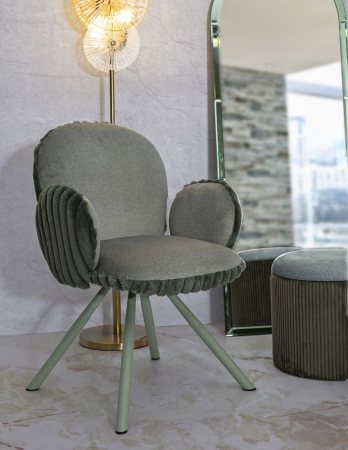 Set 2 scaune dining verzi cu brațe rotunde [11]